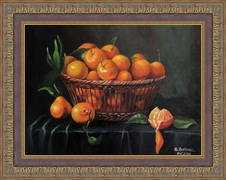 painting for gift tangerines in a basket 