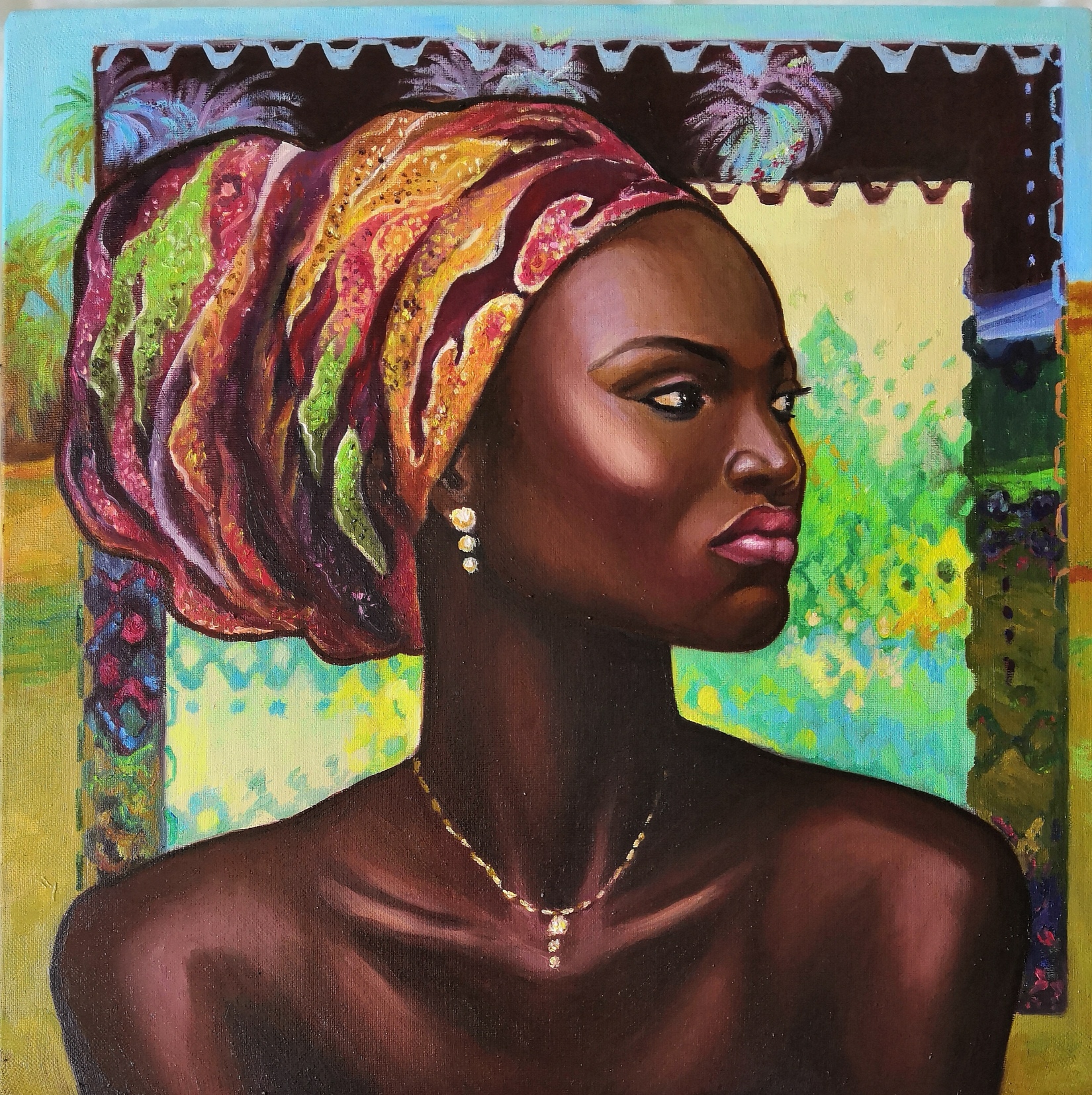 Oil painting on canvas Gold of Africa №3 - look here