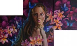 Surrealistic portrait triptych «Departed love»