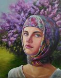 Romantic portrait of young girl «Aksinya and lilac»
