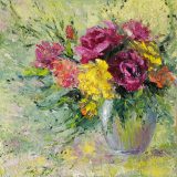 Abstract floral oil painting original