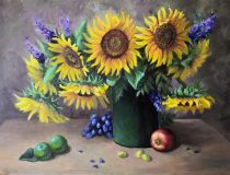 Sunflowers. Original oil painting, oil, mdf panel.